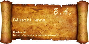 Bánszki Anna névjegykártya