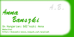 anna banszki business card
